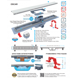 Κανάλι Ντουζιέρας Σιφών Duscheline Oscar Vision 40cm Χρυσό